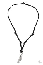 Load image into Gallery viewer, PAPARAZZI MAGNETISM - SILVER - HEMATITE - BLACK LEATHER URBAN SLIDING KNOT NECKLACE
