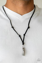 Load image into Gallery viewer, PAPARAZZI MAGNETISM - SILVER - HEMATITE - BLACK LEATHER URBAN SLIDING KNOT NECKLACE
