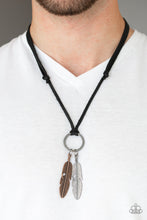 Load image into Gallery viewer, PAPARAZZI SKY WALKER BLACK URBAN FEATHER NECKLACE
