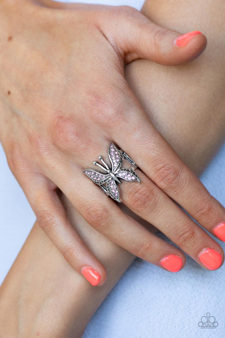 Blinged Out Butterfly Pink Ring